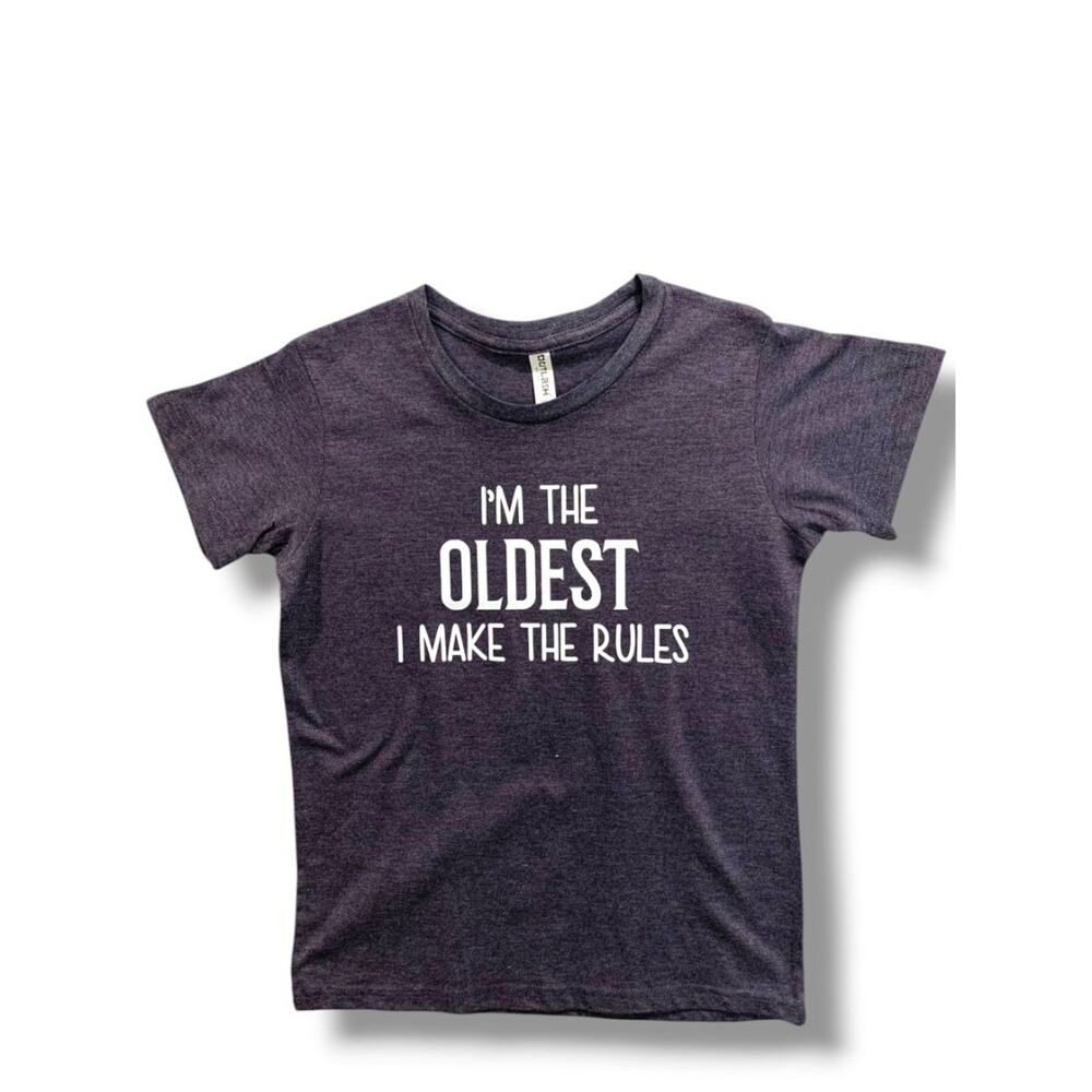 Large Youth Tshirt "I'm The Oldest I Make the Rules" Outlash Wear Charcoal